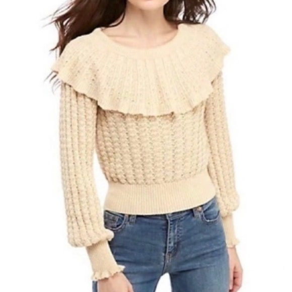 Free People NWT ivory Crazy In Love
Pullover Ruffle Sweater Linen Blend - Picture 5 of 7